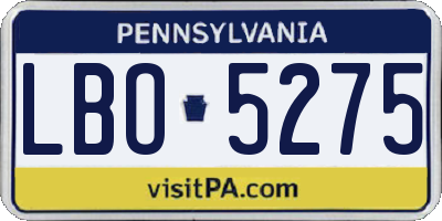 PA license plate LBO5275