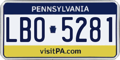 PA license plate LBO5281