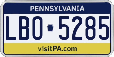 PA license plate LBO5285