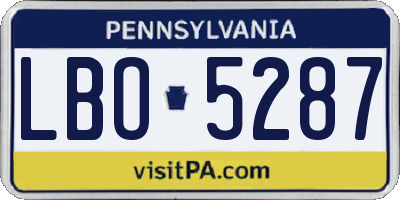 PA license plate LBO5287