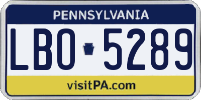 PA license plate LBO5289