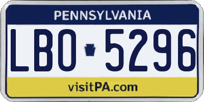 PA license plate LBO5296