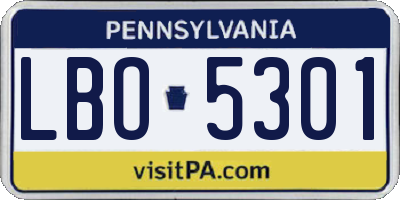 PA license plate LBO5301