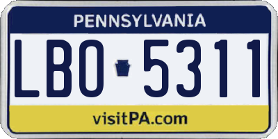 PA license plate LBO5311