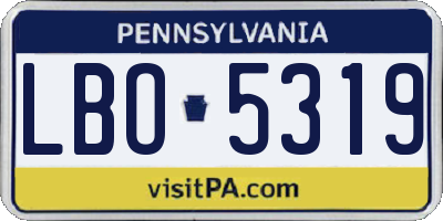 PA license plate LBO5319