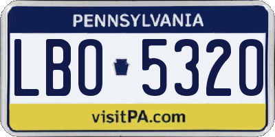 PA license plate LBO5320