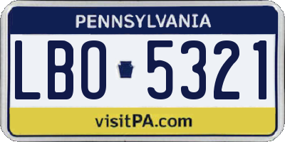 PA license plate LBO5321