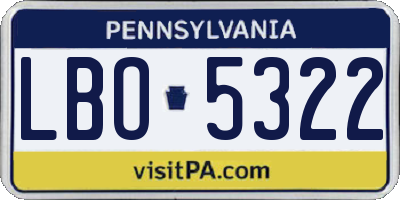 PA license plate LBO5322