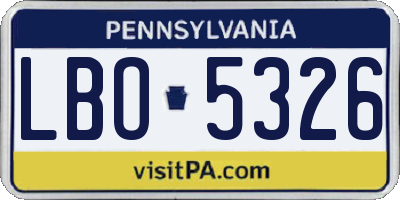 PA license plate LBO5326