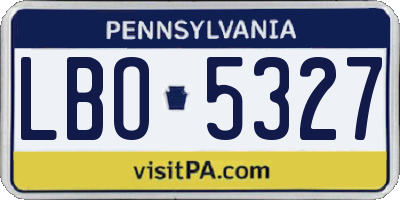 PA license plate LBO5327