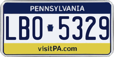 PA license plate LBO5329