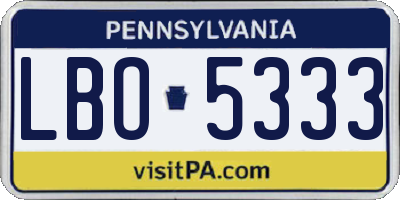 PA license plate LBO5333
