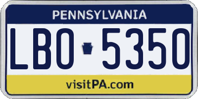PA license plate LBO5350