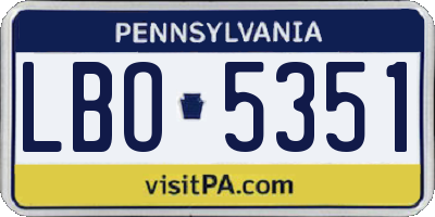 PA license plate LBO5351