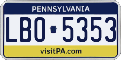 PA license plate LBO5353