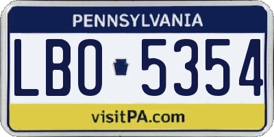 PA license plate LBO5354