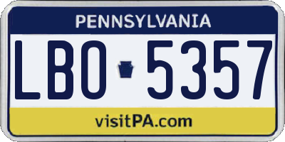 PA license plate LBO5357