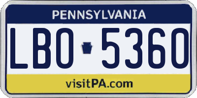 PA license plate LBO5360