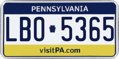 PA license plate LBO5365