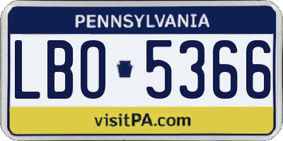PA license plate LBO5366