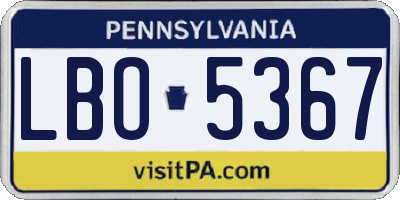 PA license plate LBO5367