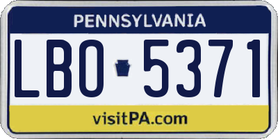 PA license plate LBO5371