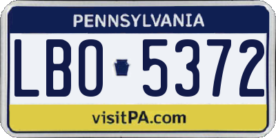 PA license plate LBO5372