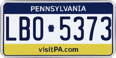 PA license plate LBO5373
