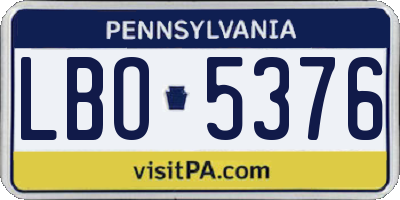 PA license plate LBO5376