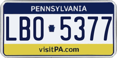 PA license plate LBO5377