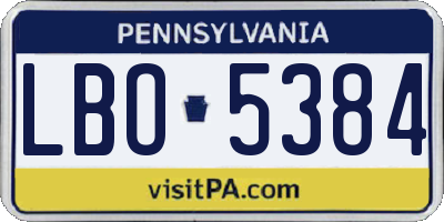 PA license plate LBO5384