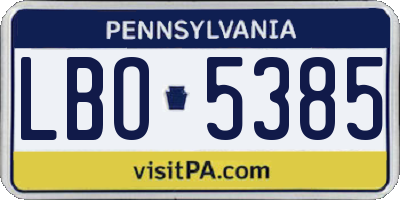 PA license plate LBO5385