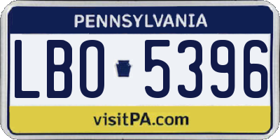 PA license plate LBO5396