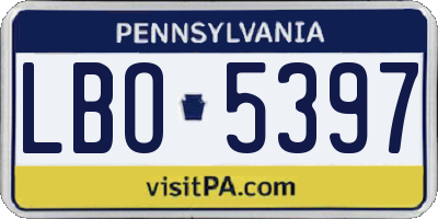 PA license plate LBO5397
