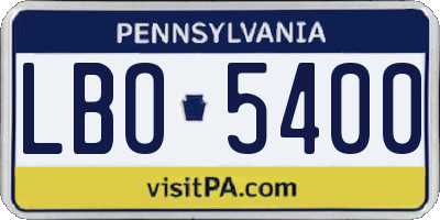 PA license plate LBO5400