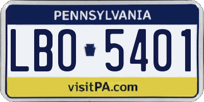 PA license plate LBO5401