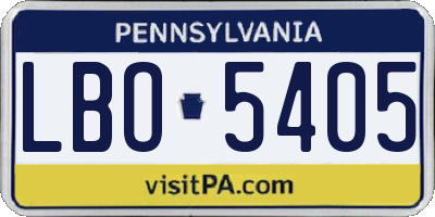 PA license plate LBO5405