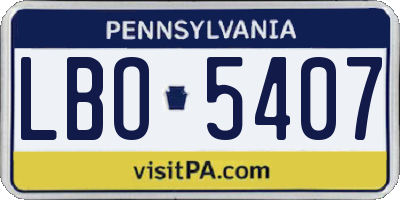 PA license plate LBO5407