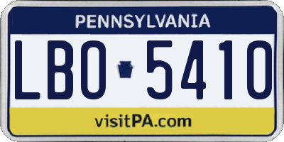 PA license plate LBO5410