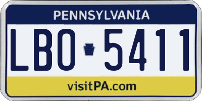 PA license plate LBO5411