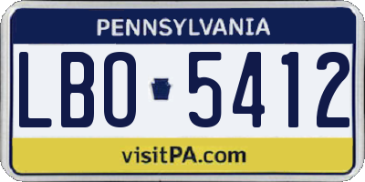 PA license plate LBO5412