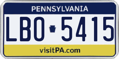 PA license plate LBO5415