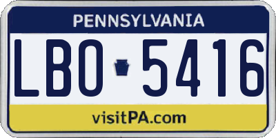 PA license plate LBO5416