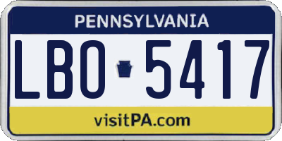 PA license plate LBO5417