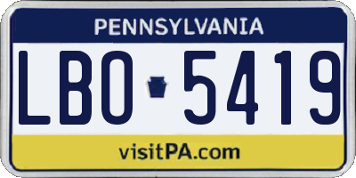 PA license plate LBO5419
