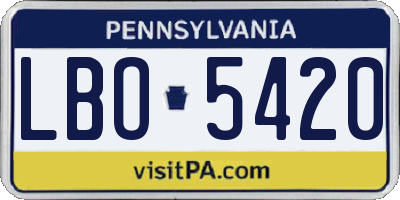 PA license plate LBO5420