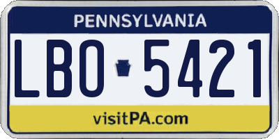 PA license plate LBO5421