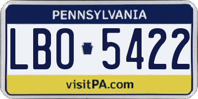 PA license plate LBO5422