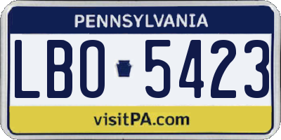 PA license plate LBO5423