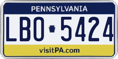 PA license plate LBO5424